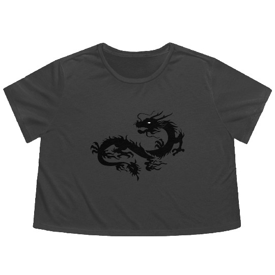 Chinese dragon art Flowy Cropped Tees