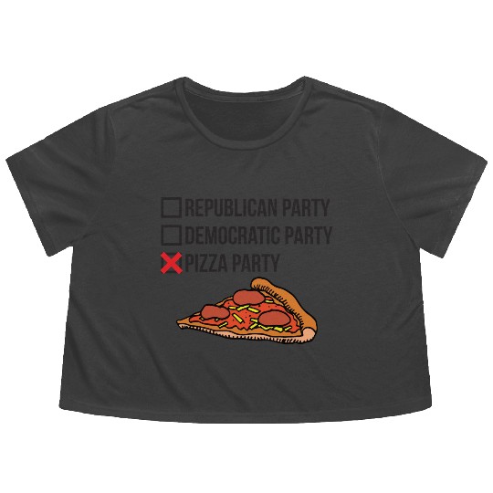 Republican Party vs Democratic Party vs Pizza Part Flowy Cropped Tees