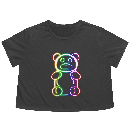 Neon Rainbow Gummy Bear Flowy Cropped Tees