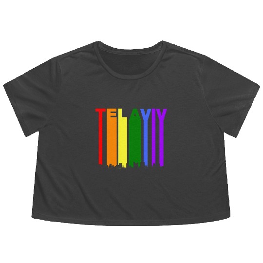 Tel Aviv Israel Skyline Rainbow LGBT Gay Pride Flowy Cropped Tees