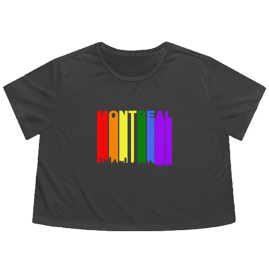 Montreal Quebec Skyline Rainbow LGBT Gay Pride Flowy Cropped Tees