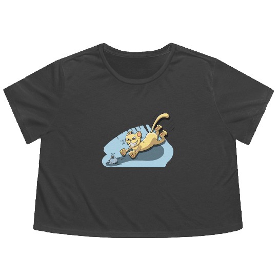 Cat Running After Rat - Tom and Jerry Illustration Flowy Cropped Tees