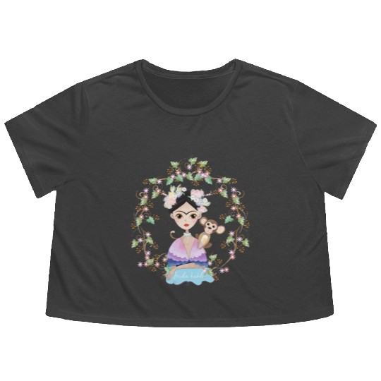 Frida Kahlo girl's Flowy Cropped Tees