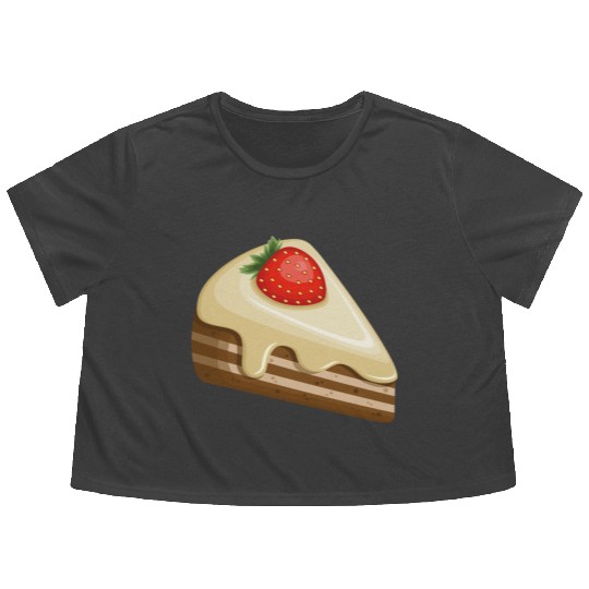 Strawberry cake Flowy Cropped Tees