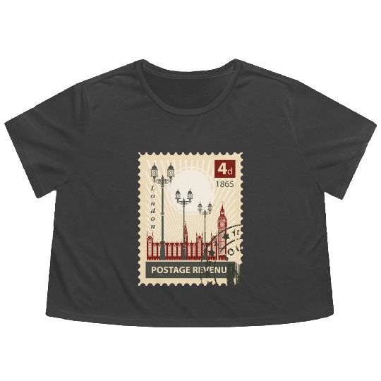 london stamp Flowy Cropped Tees