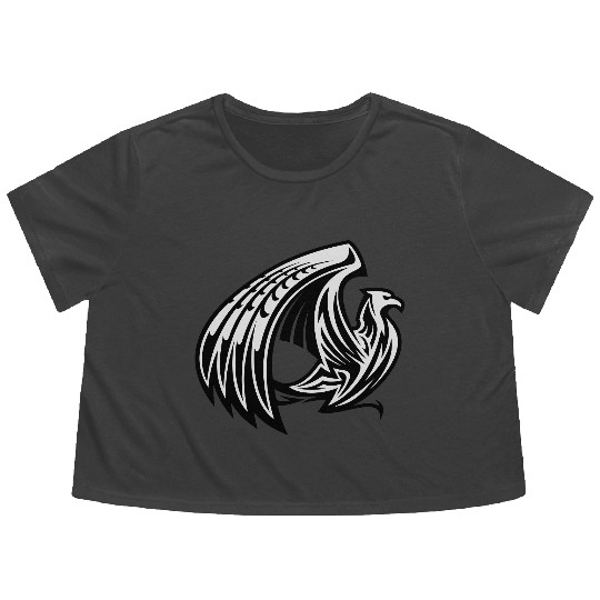 Tribal Eagle Flowy Cropped Tees
