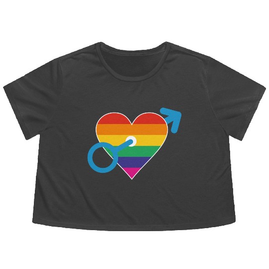 Rainbow heart male Flowy Cropped Tees