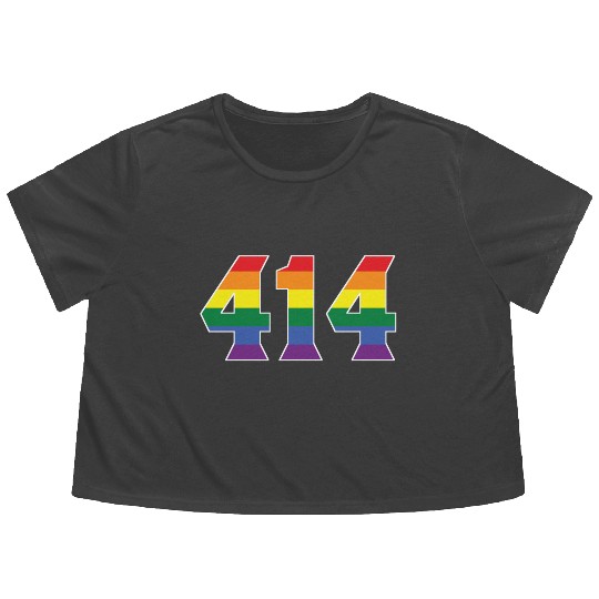 Gay Pride 414 Milwaukee Area Code Flowy Cropped Tees