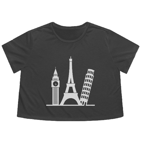 Europe / London,Paris,Pisa Flowy Cropped Tees