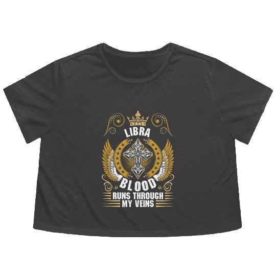 Libra Blood Runs Through My Veins Flowy Cropped Tees