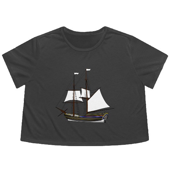 ship boat canoe sailboat submarine yacht anchor405 Flowy Cropped Tees