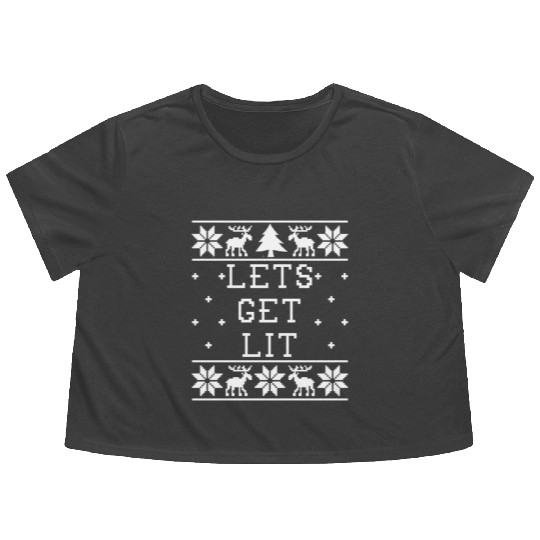 Lets Get Lit - Ugly Christmas Flowy Cropped Tees