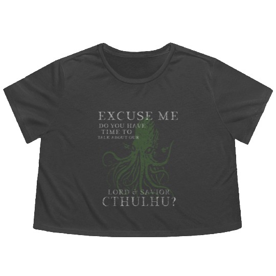Lord & Savior Cthulhu Funny Lovecraft Vintage Flowy Cropped Tees