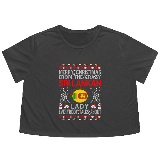 Merry Christmas From Sri Lankan Lady Ugly Sweater Flowy Cropped Tees