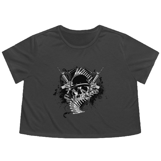 War skull Flowy Cropped Tees