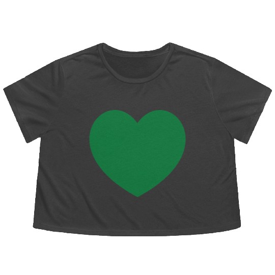 Dark Green Heart Flowy Cropped Tees