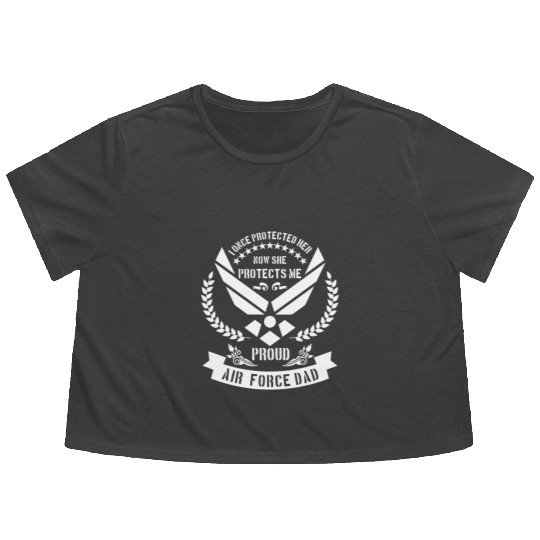 Proud Air Force Dad - USA military Flowy Cropped Tees