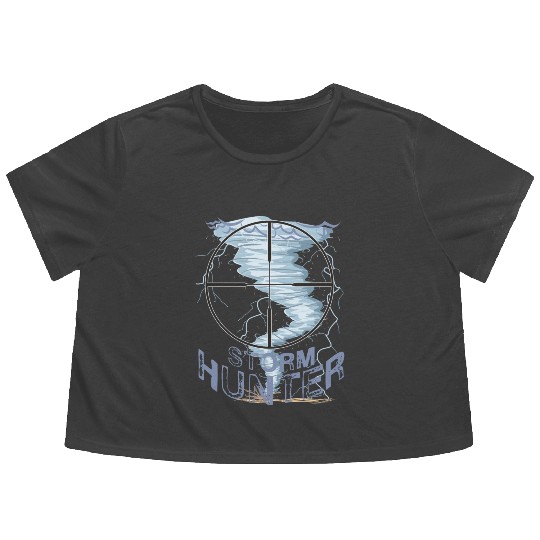 Weather Tornado whirlwind Storm Hunter cool design Flowy Cropped Tees