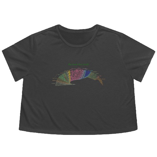 Evolution Cousin Tree of Life for Dark Garments Flowy Cropped Tees