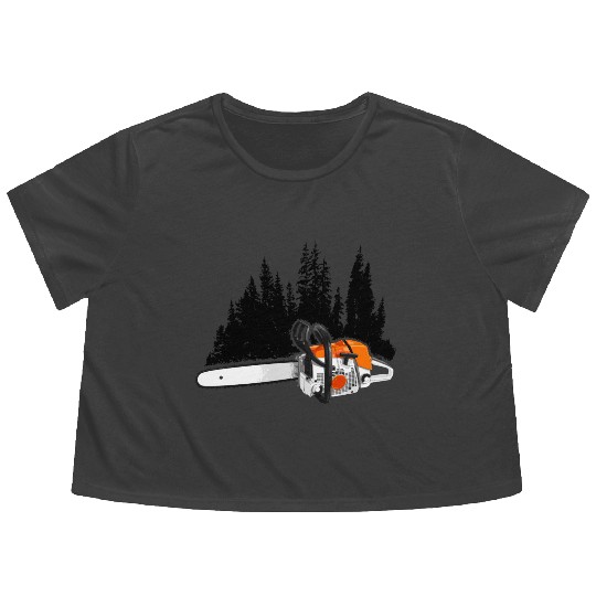 Your Forestry Business - Chainsaw & Pine Forest Flowy Cropped Tees