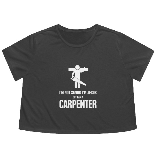 Funny Christian Carpenter Jesus Graphic Flowy Cropped Tees