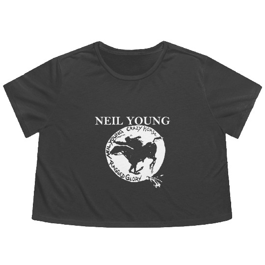 Neil Young Crazy Horse Unisex Retro Rock Horse Flowy Cropped Tees
