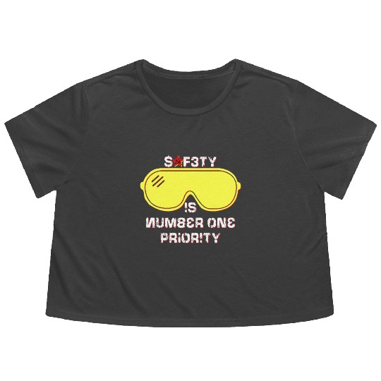 Safety Is Number One Priority - Crazy Russian Hacker Safetyglasses Flowy Cropped Tees