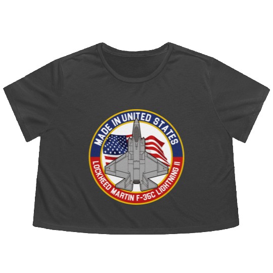 Lockheed Martin F-35C Lightning II - Made in USA Flowy Cropped Tees
