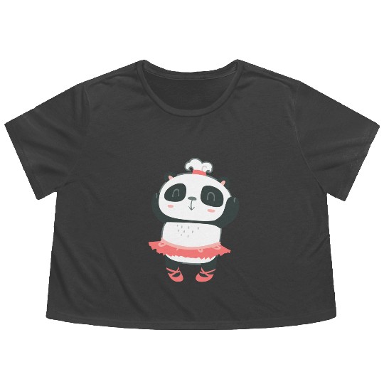 Sweet Panda Family Girl 16 Flowy Cropped Tees