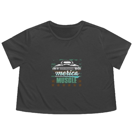 'Merica Muscle Car Flowy Cropped Tees