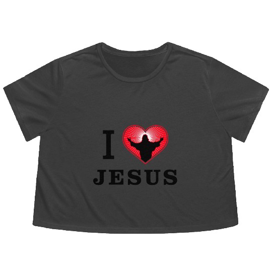 I Love Jesus Flowy Cropped Tees