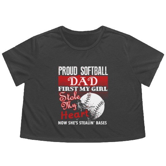 Softball - softball dad s - proud softball dad Flowy Cropped Tees