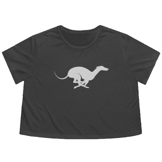 Light Grey Running Greyhound X Racer Track Dog Flowy Cropped Tees