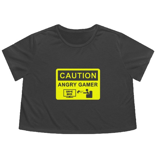 CAUTION ANGRY GAMER MENS FUNNY COD BATTLEFIELD GAM Flowy Cropped Tees