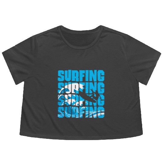 Surfing Surfing Surfing Flowy Cropped Tees