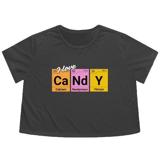 Candy love periodic table of elements Flowy Cropped Tees