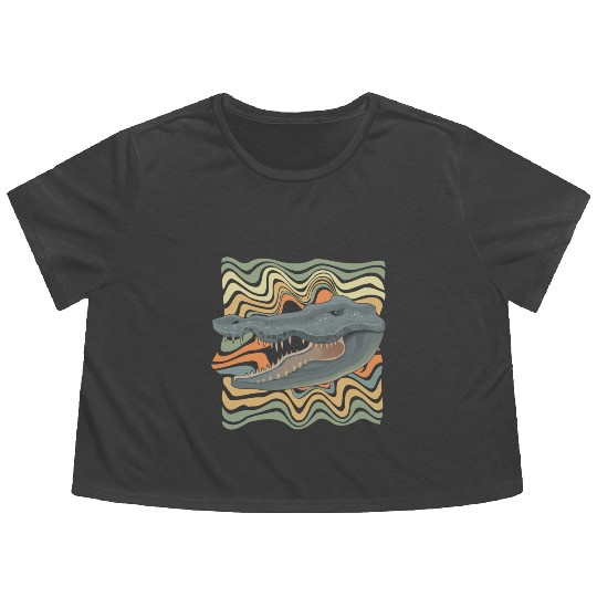 Crocodile Alligator Crocodiles Animal Green Gift Flowy Cropped Tees