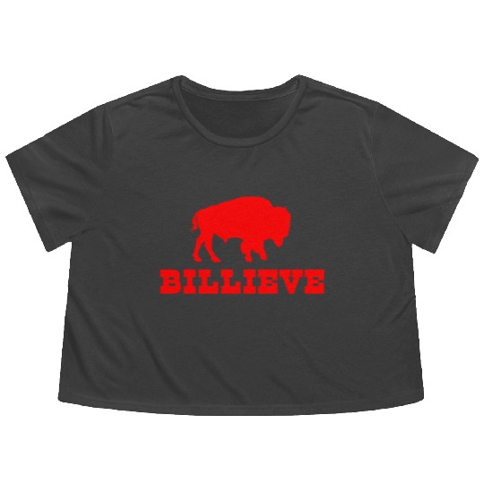 Bills Mafia Billieve - Buffalo Football Flowy Cropped Tees