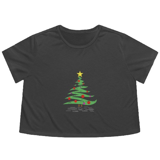 Christmas Tree gift winter kids grandparents Flowy Cropped Tees