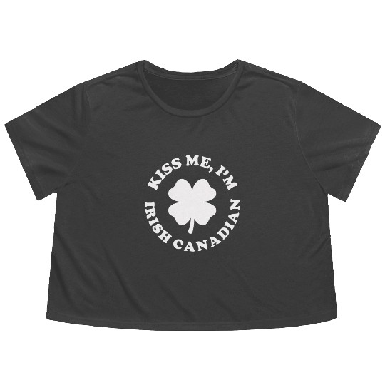 Kiss Me Im Irish Canadian Flowy Cropped Tees