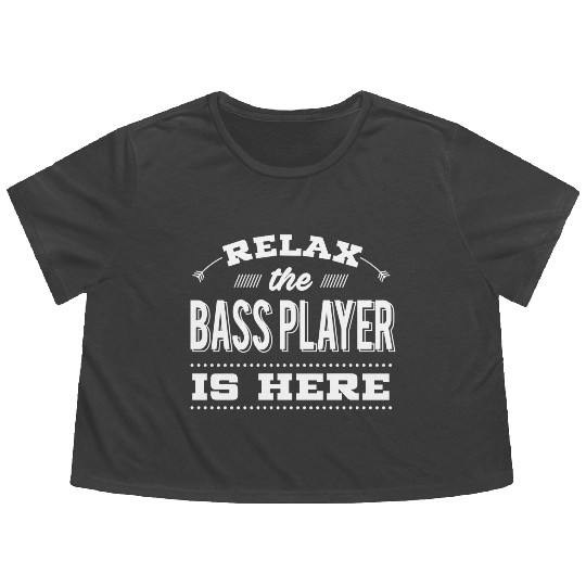 Funny Bass Guitar - Relax - Musician Humor Flowy Cropped Tees