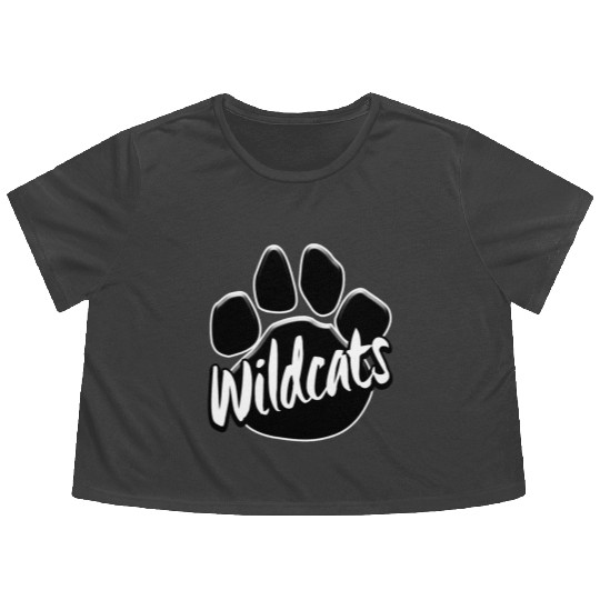 Wildcats Paw Print Mascot School Pride Flowy Cropped Tees