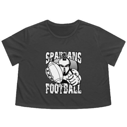 Spartans Football Homecoming Sports School Pride Flowy Cropped Tees