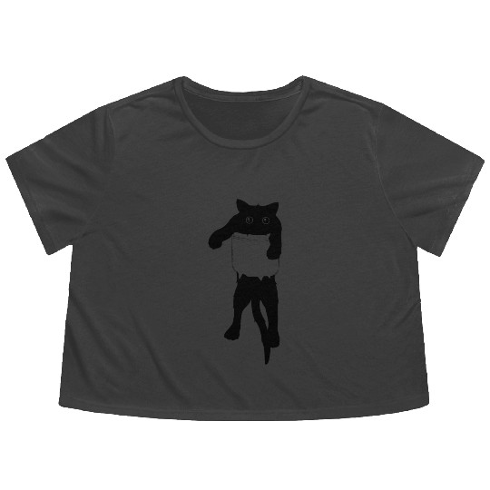 Cat in pocket Flowy Cropped Tees