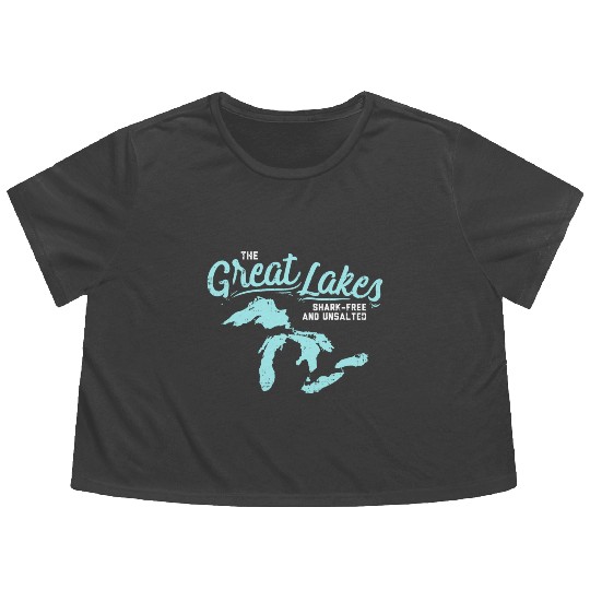 Lake The Great Lakes Silhouette USA Border Gift Flowy Cropped Tees
