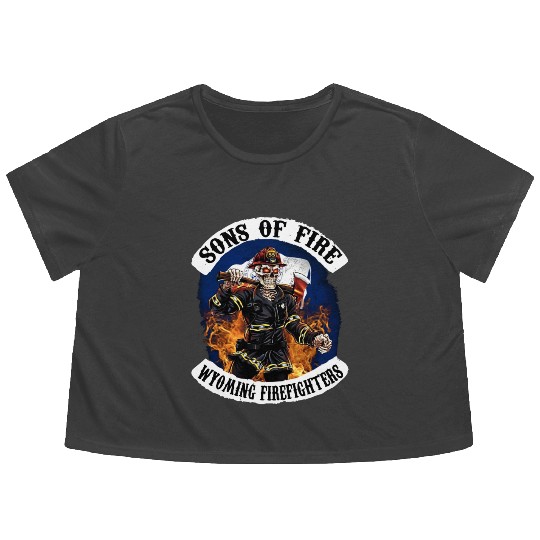 sons of fire wyoming firefighter Flowy Cropped Tees