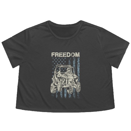 UTV SxS Freedom Flag USA Flowy Cropped Tees