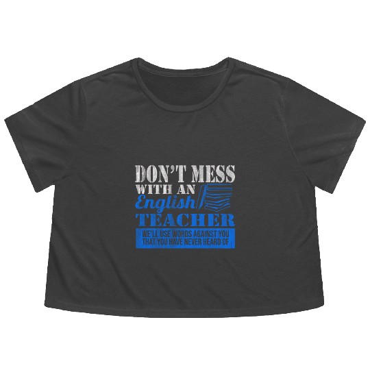 English Teacher Vocabulary Flowy Cropped Tees