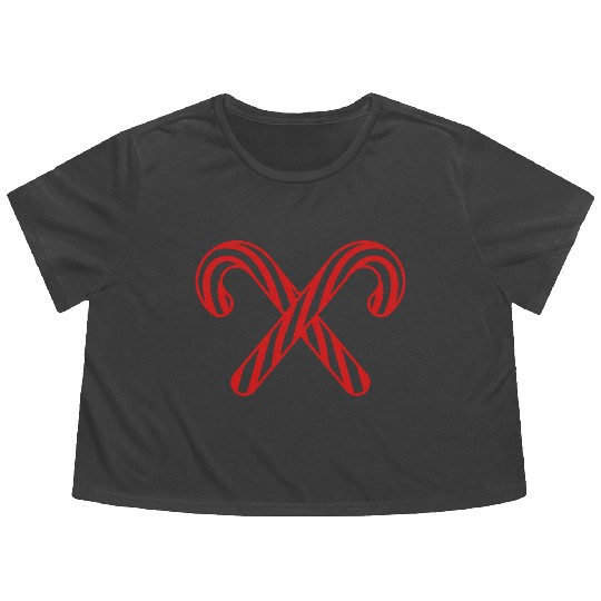 cross 2 candy cane x delicious candy sugar sweet h Flowy Cropped Tees