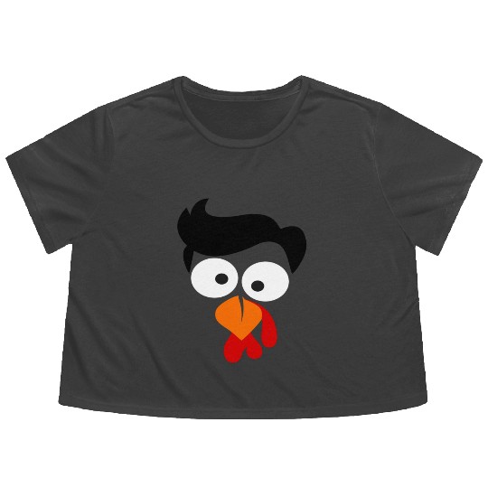 Turkey Face Thanksgiving Flowy Cropped Tees
